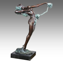 Danseur Figure Statue Raisin Lady Bronze Sculpture TPE-521